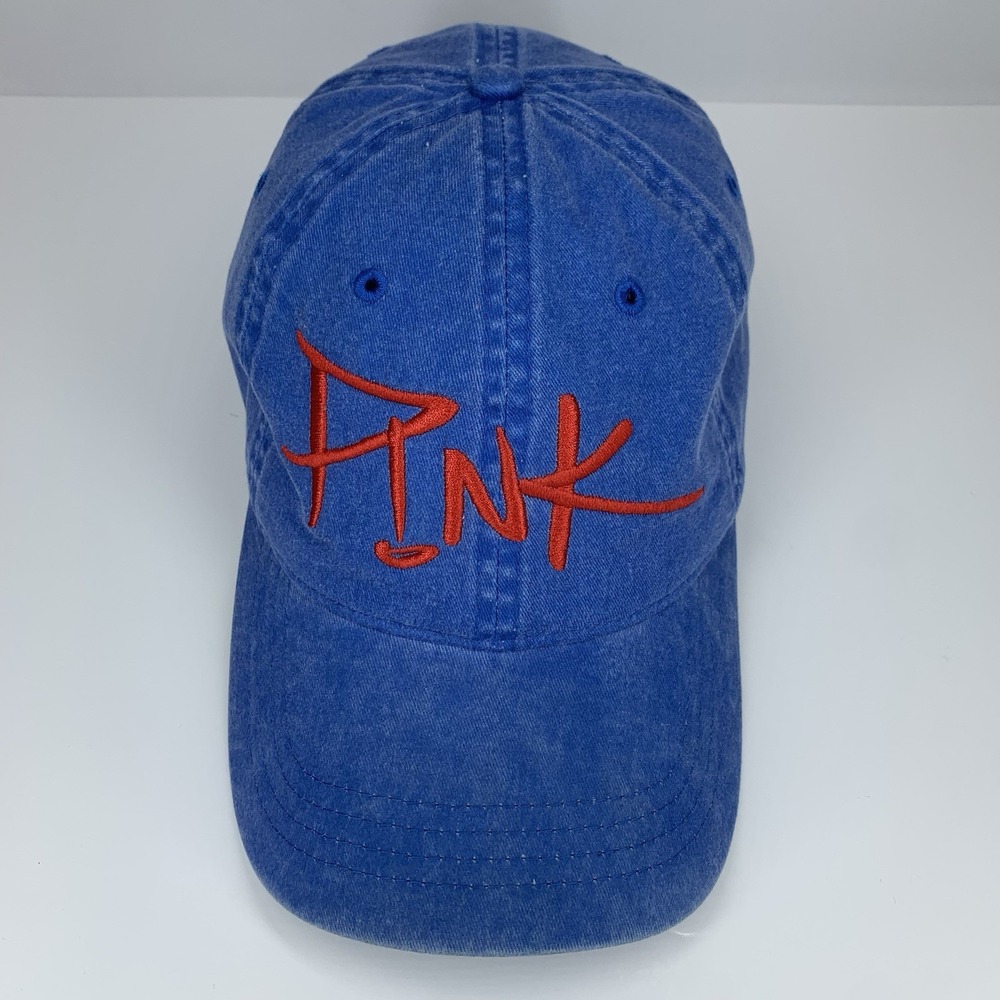 Pink World Tour 2018 Hat Concert Merch Blue Adjustable Strap OSFM Baseball Cap